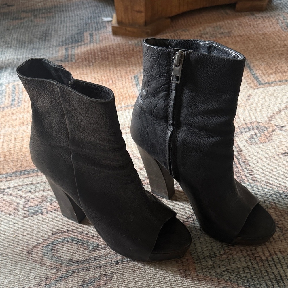 All Saints Black Peep-Toe Heeled Boots
